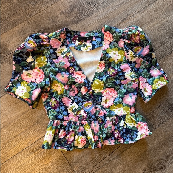 Endless Rose Tops - Endless Rose Multicolor Floral Peplum Blouse